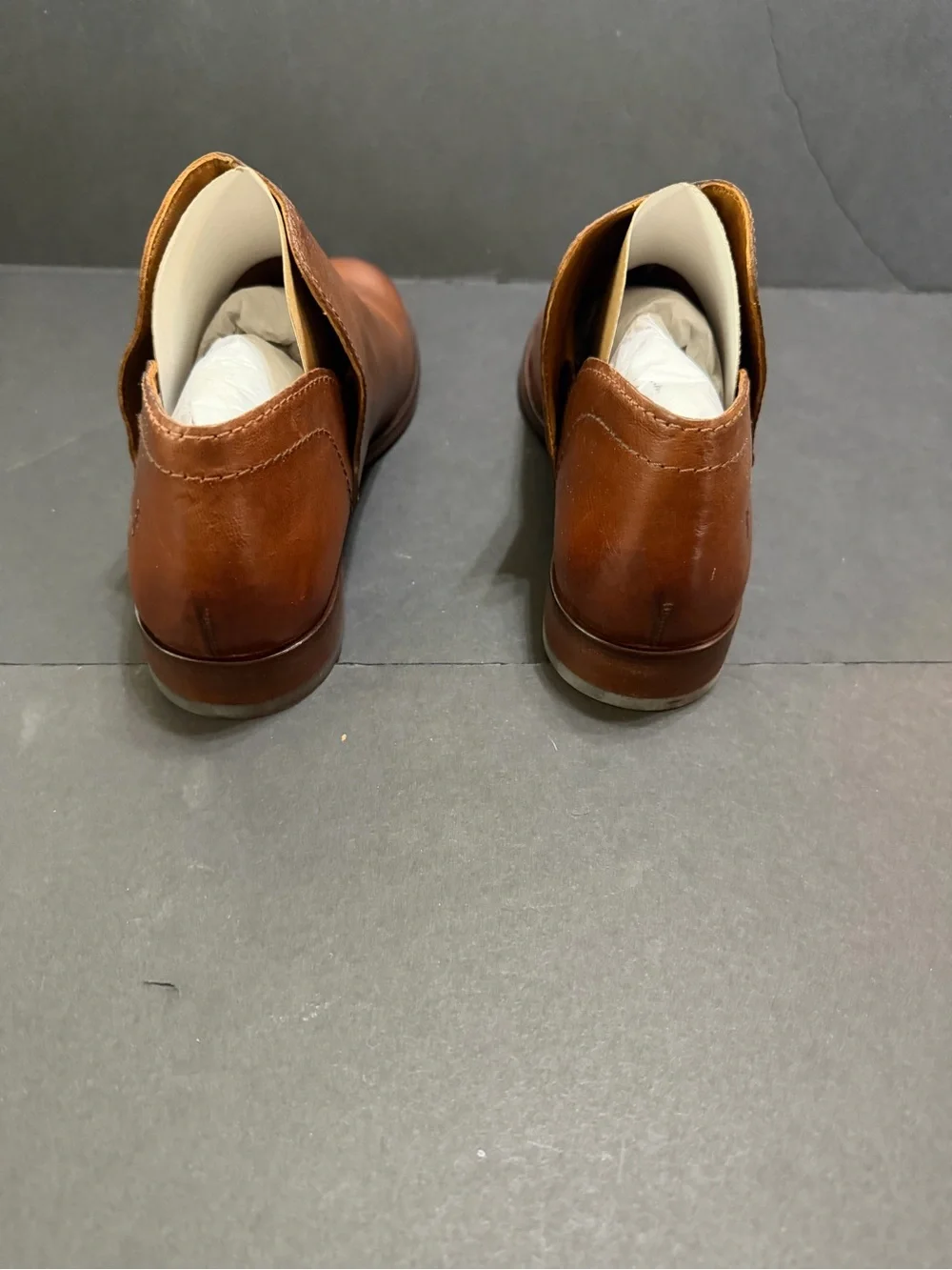 FRYE AND CO. Cognac Leather Slip-On Ankle Booties